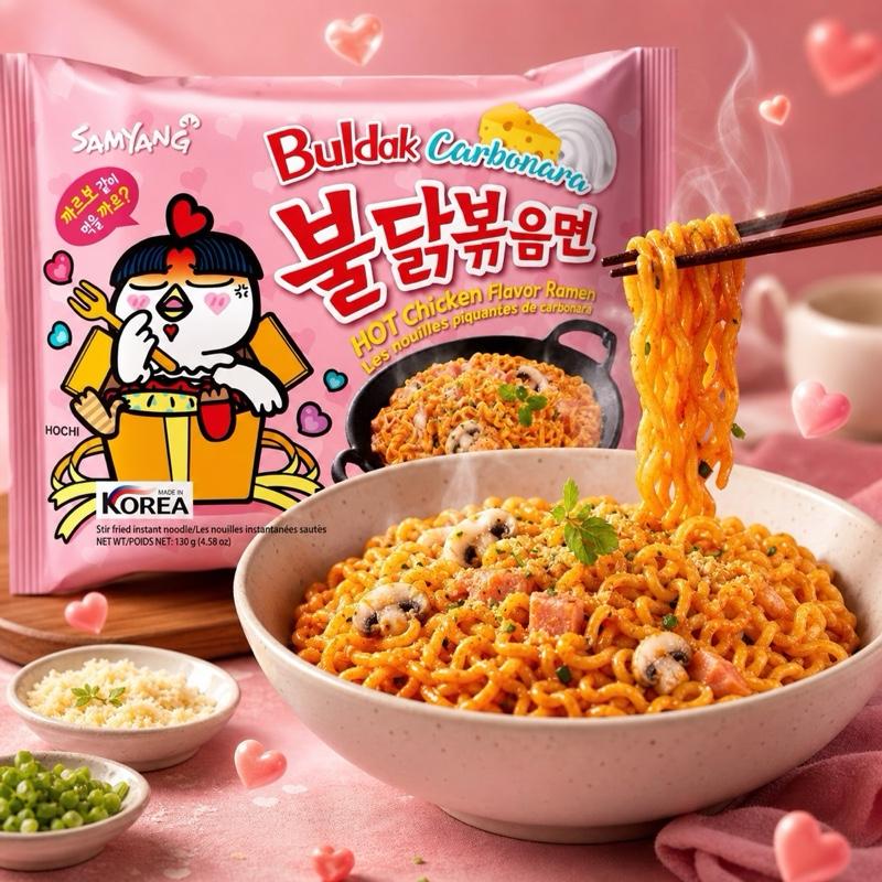 Samyang Buldak Carbonara Hot Chicken Flavour Ramen Noodles 140g | SELECT QTY OF PACKS | Korea Asian - Samyang Carbonara Single Pack