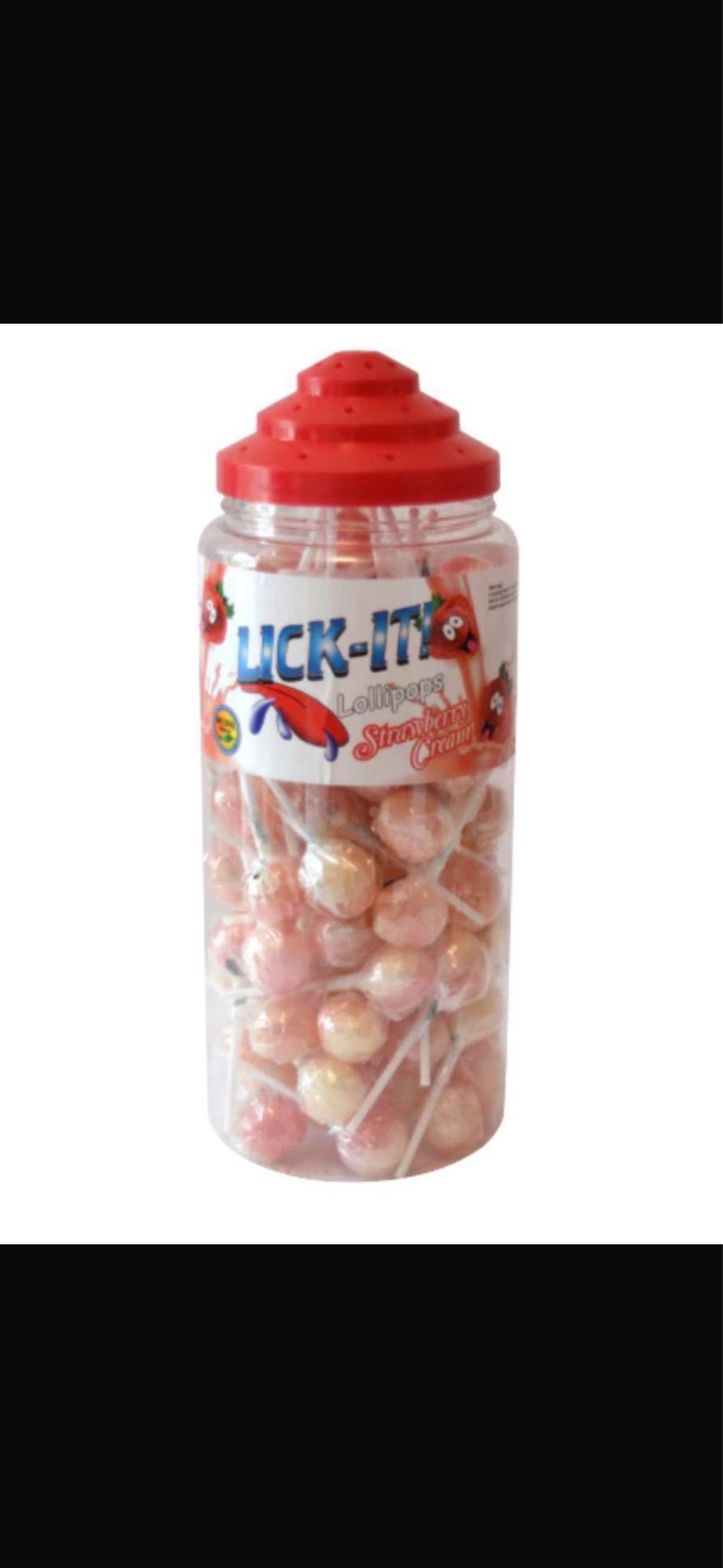 Lick-It Lollipops Strawberry Cream 100ct Tub
