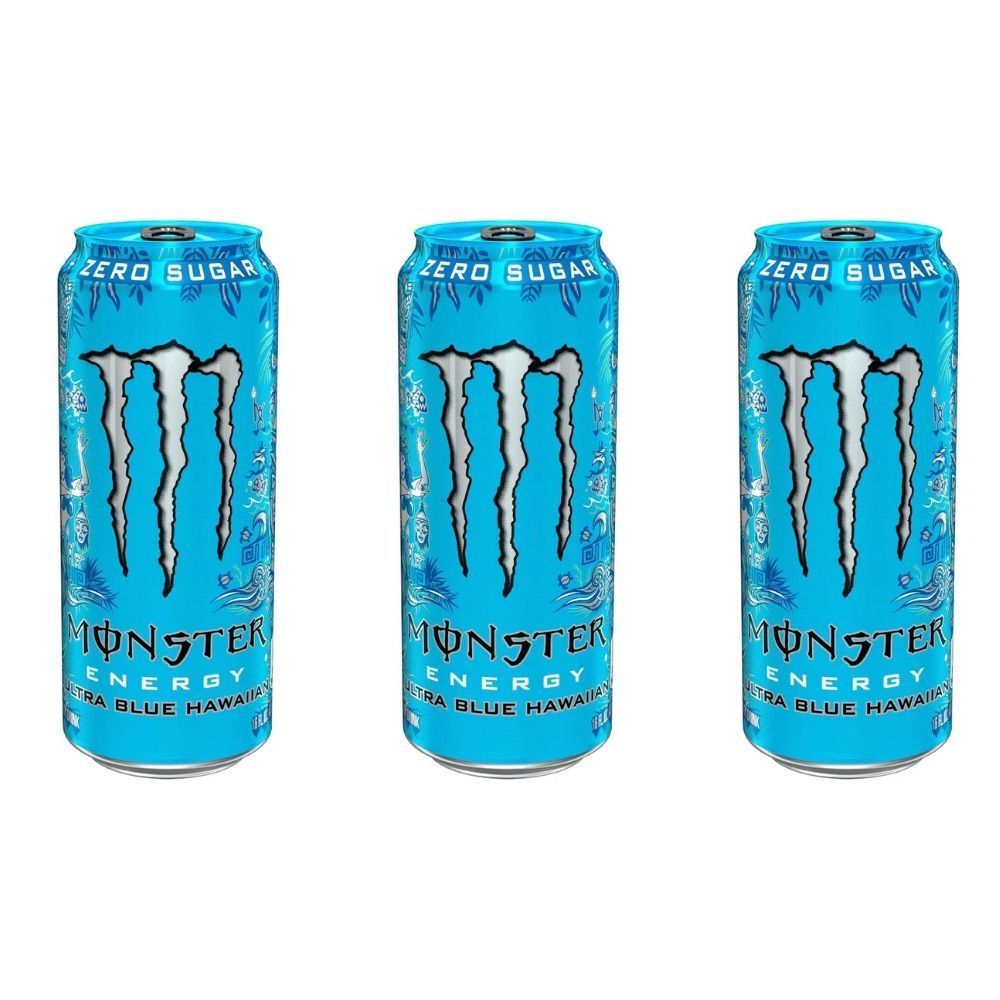 3 FOR £10! ULTRA HAWAIIAN BLUE MONSTER ZERO SUGAR 473ml American Energy Drink