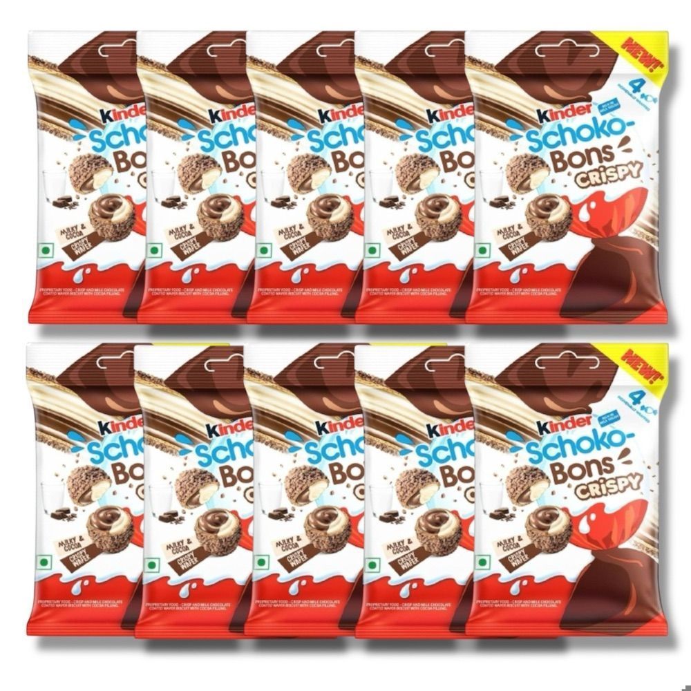 10 x Kinder Crispy Schoko Bons 22g Packs India