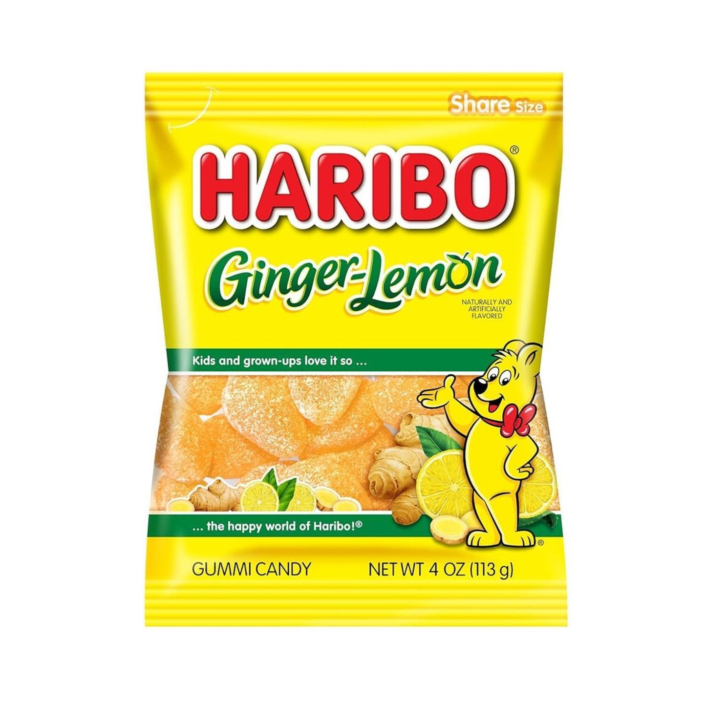 Haribo Ginger Lemon Gummy Candy Share Size 113g (American)
