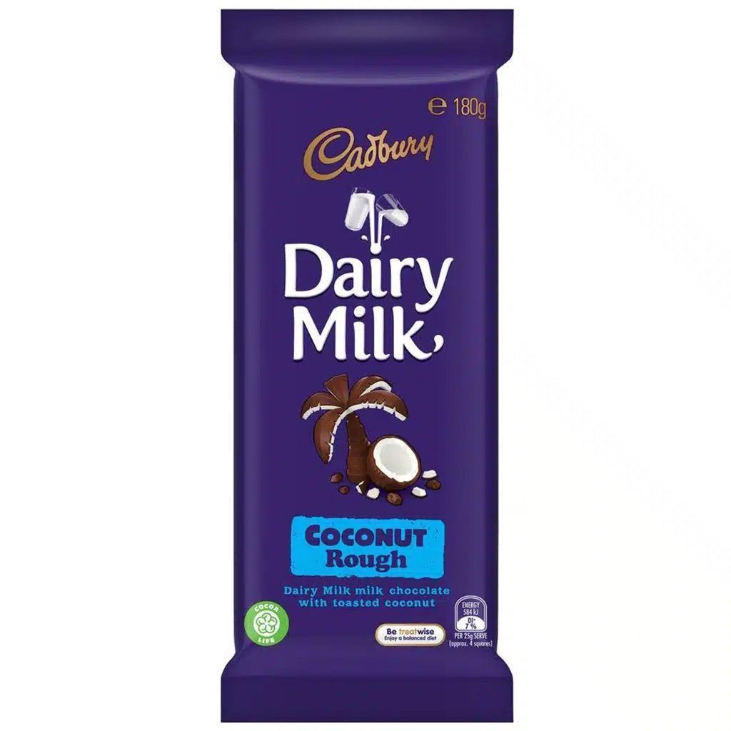 Cadbury Dairy Milk Coconut Rough 180g Australian