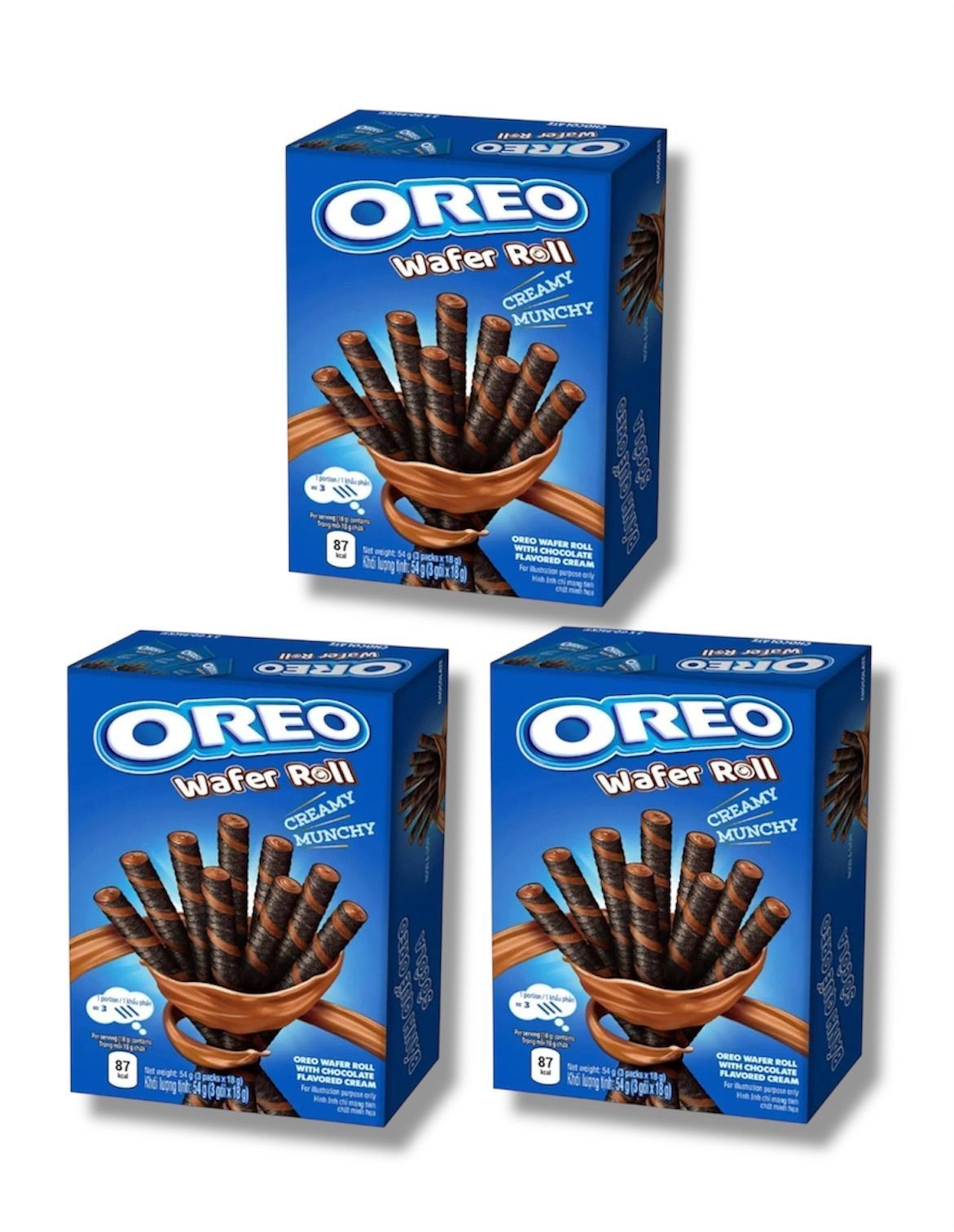 3 FOR £5! Oreo Chocolate Filled Wafer Rolls 54g Boxes Indonesian