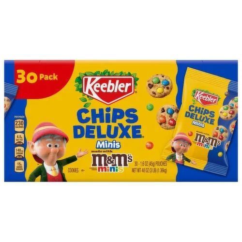 Full Box of 30 Keebler M&M Mini's Milk Chocolate Chip Cookies USA
