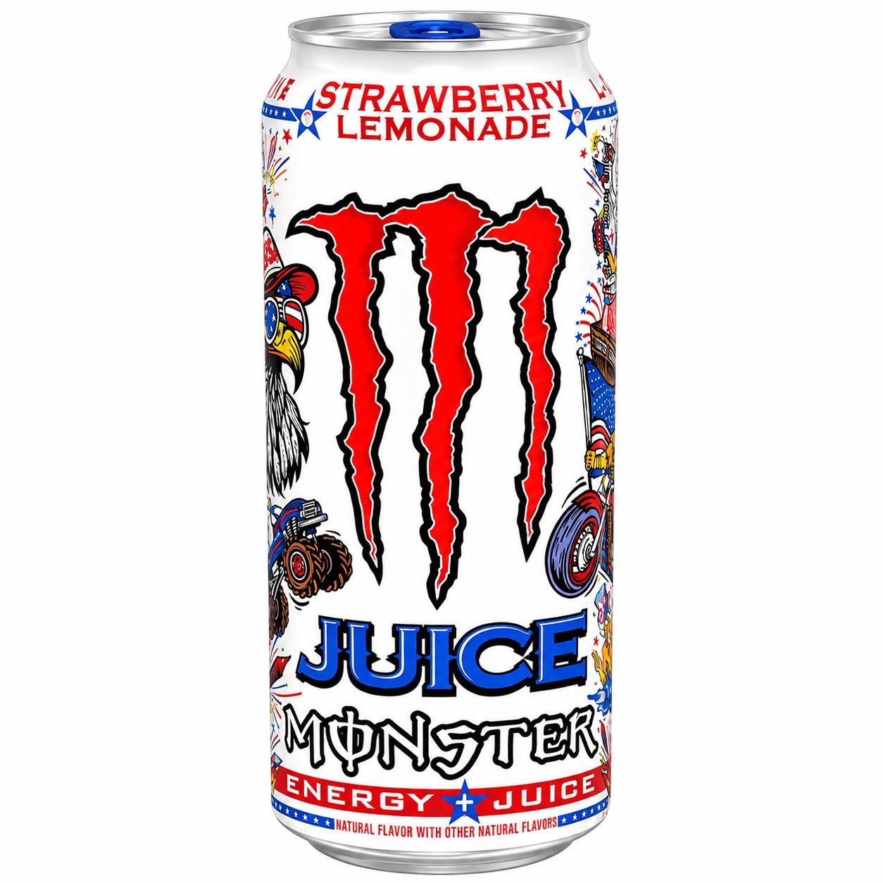 BRAND NEW Monster Strawberry Lemonade & Ultra Red White & Blue Razz Selection | SELECT FLAVOUR | 473ml Cans (American) Energy Drink Beverage - Strawberry Lemonade 473ml
