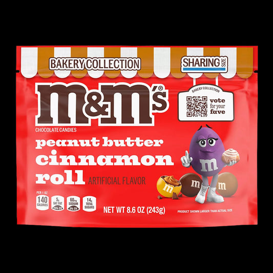 M&M SUPER RARE Share Size Chocolate Candies Selection | MIX & MATCH FLAVOURS | American 209g - 253g Bags Snack Candy - M&M Peanut Butter Cinnamon Roll Share Size 243g