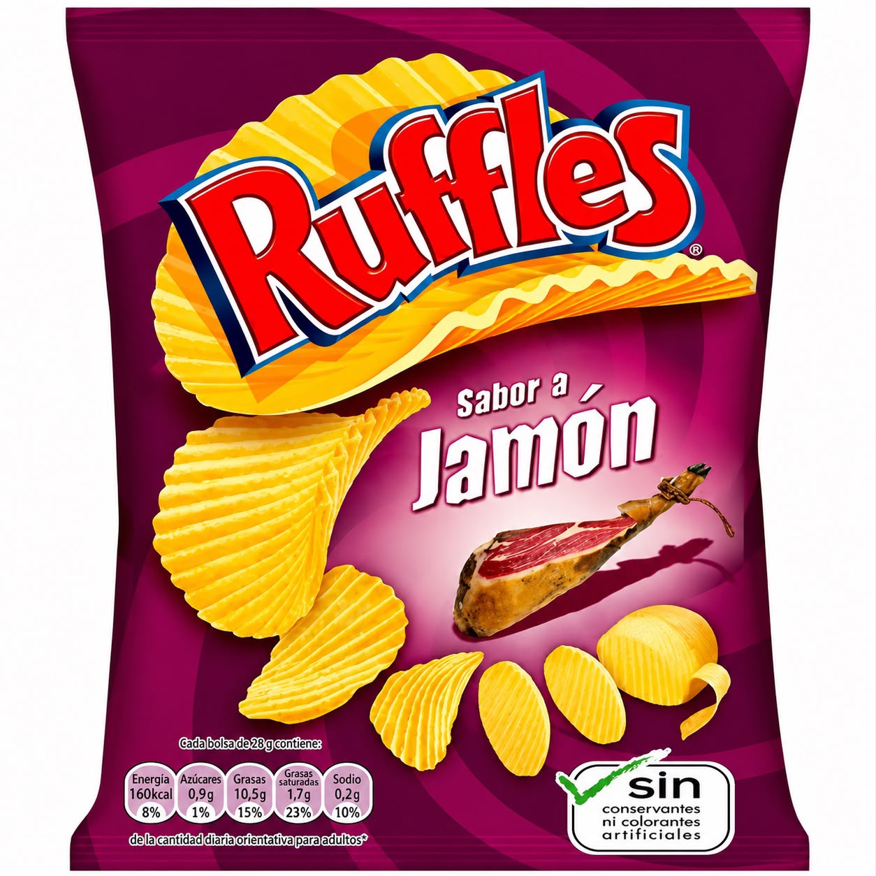 Ruffles Jamon (160g) (Spain) | Select Qty - 6 Packs