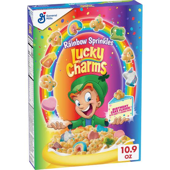 Imported Cereal Range - America & Canada - Lucky Charms Rainbow Sprinkles Birthday Cake 309g