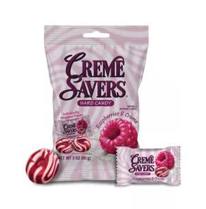 The Creme Savers Range - Strawberries & Cream & Orange & Creme / Caramel & Chocolate - 85g per bag - Snack - Bonbon - Raspberry & Creme