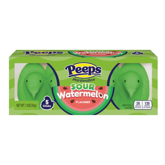 Peeps Marshmallow Selection | Choose Flavour & Size | American Exclusive Limited Editions Sweet Snack Candy - Peeps Sour Watermelon 5ct 42g