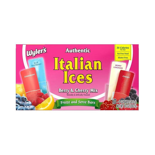 American Freezer Bars Pops Selection | SELECT OPTION | 10 Bars Per Box | 4 Fruity Flavours | Freeze at Home | (America) Snack - Italian Ices Berry & Cherry Mix