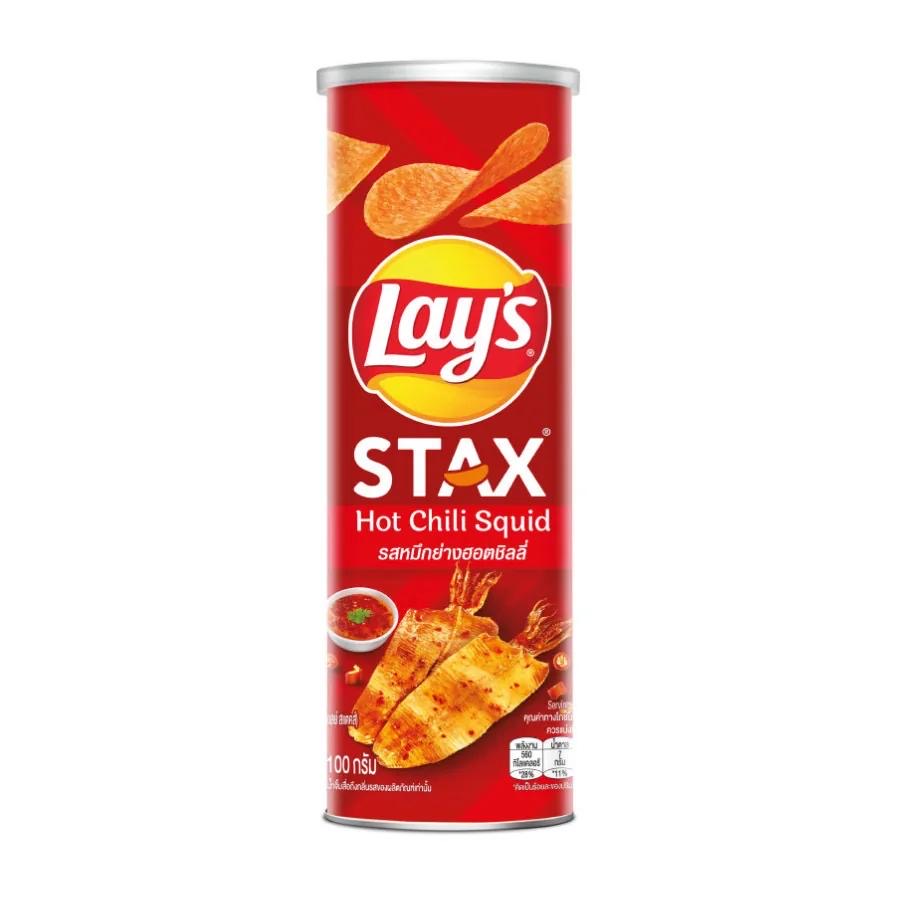 Lay's Stax Crisps Thailand Range 42g - Select Flavour - Hot Chilli Squid (Big Tube)