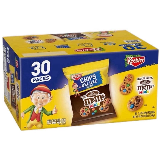 Keebler Chips Deluxe M&M’s Minis Cookies Full Box 30ct - Snack Traditional