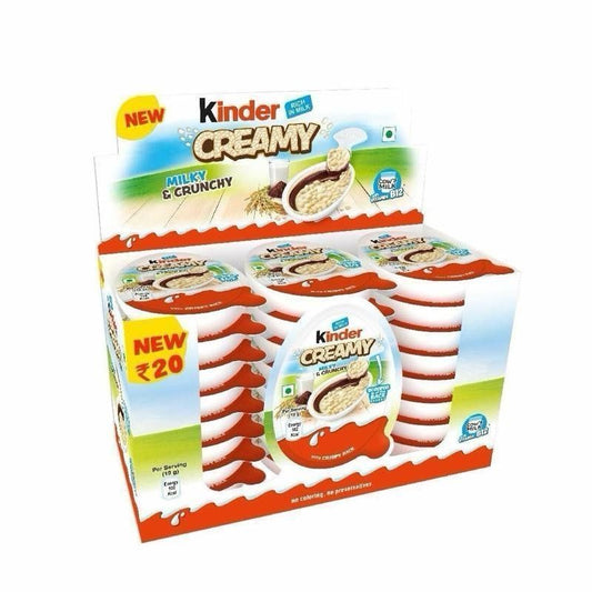 Kinder Creamy Full Box of 24 x 19g Packs Chocolate Crispy Rice Snack (Asian)
