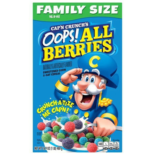 Cap'n Crunch All Berries Family Size Box (480g) American Cereal
