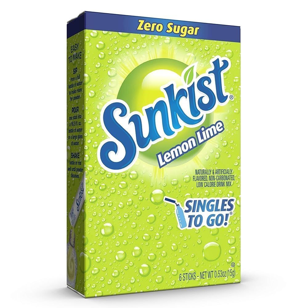 Sunkist Lemon Lime Zero Sugar Drink Mix 6 Sachets (USA)