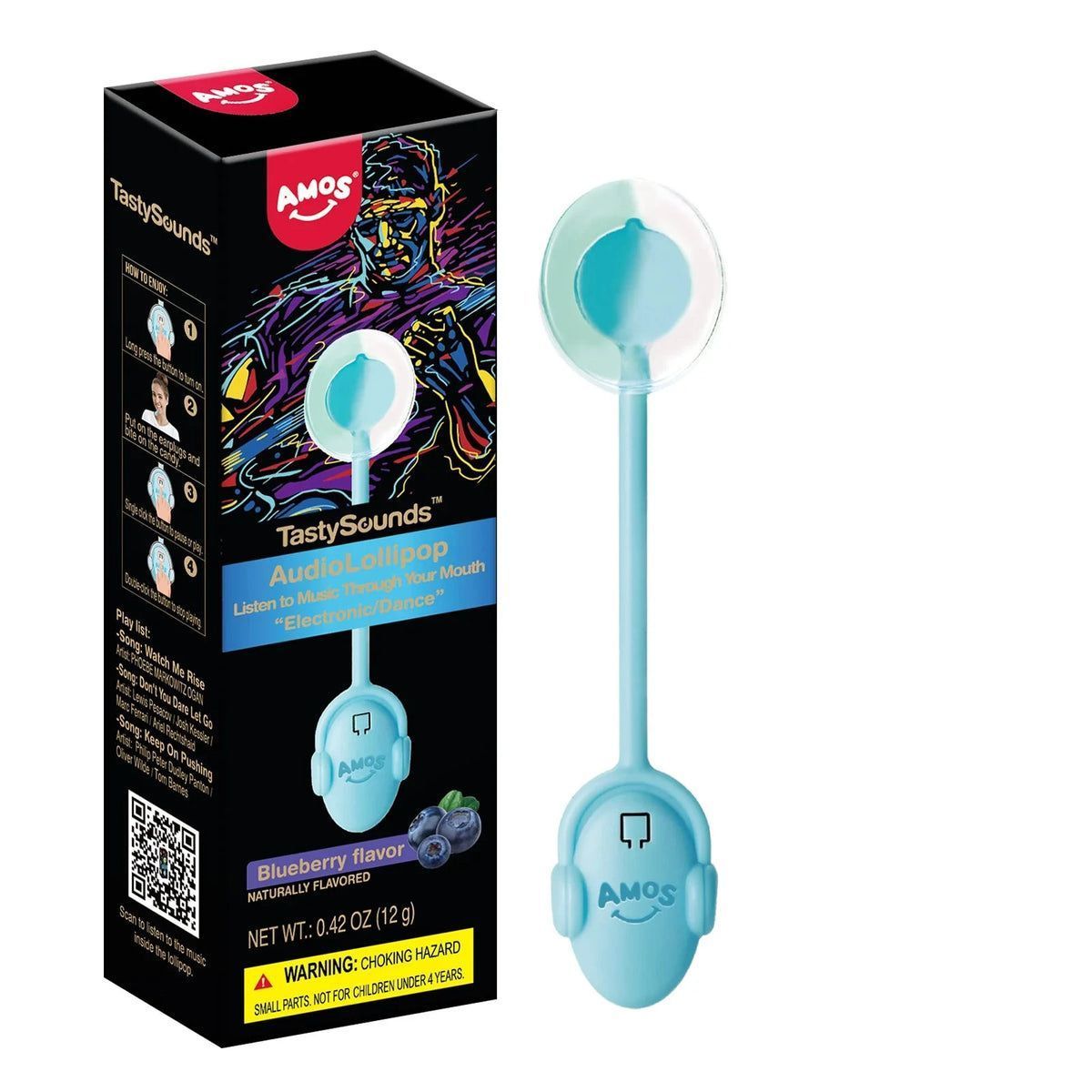 Amos Lollipop Blueberry Flavour 12g