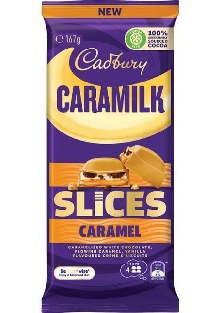 Cadbury Caramilk Slices Caramel 167g Chocolate Bar Australian