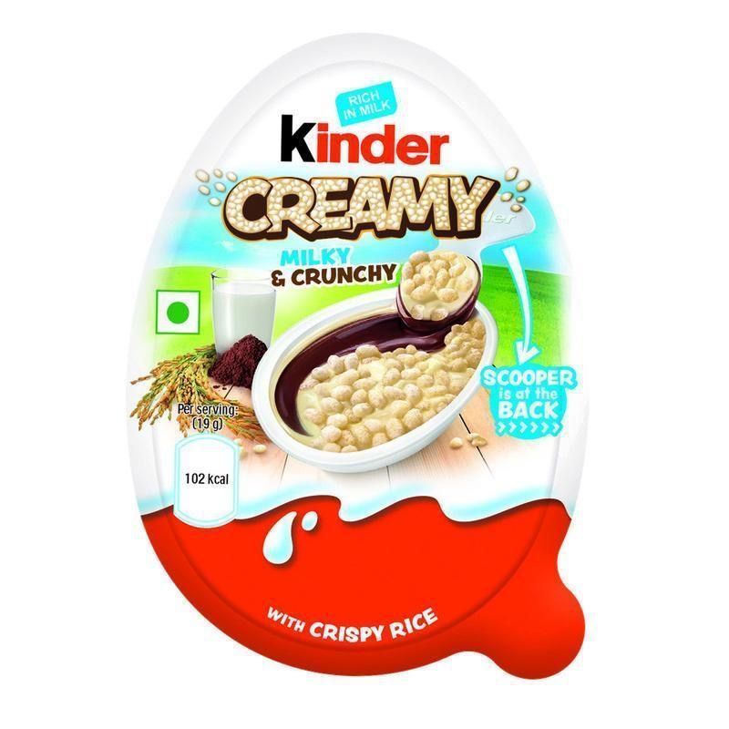 Kinder Creamy Full Box of 24 x 19g Packs Chocolate Crispy Rice Snack (Asian)