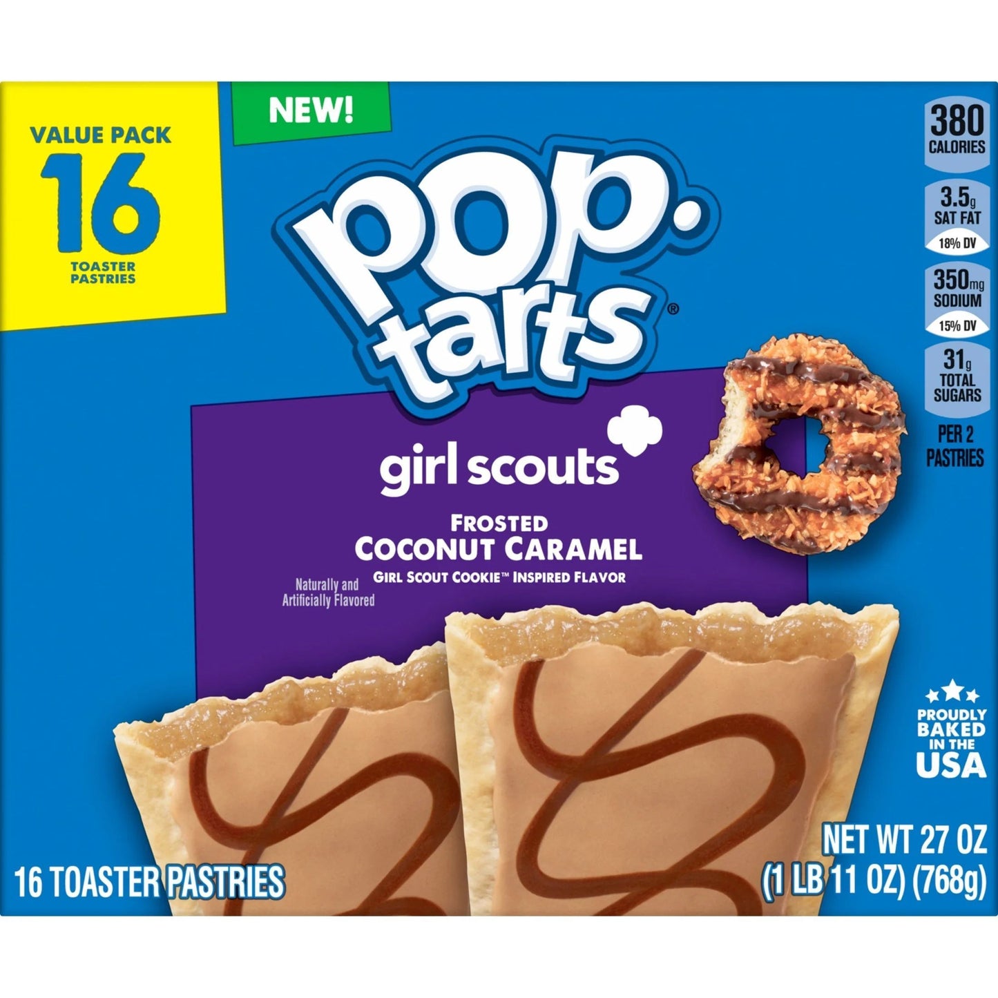 Pop Tarts Girl Scouts Frosted Coconut Caramel 16 Toaster Pastries Pack