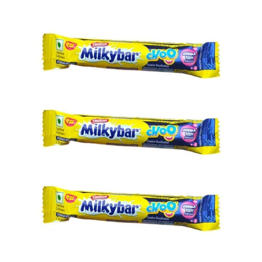 3 x Milky Bar Choo Bubblegum Single 10g Bars Asian